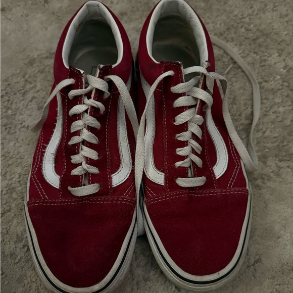 Vans Men's Burgundy and White Sneakers - Picture 2 of 6